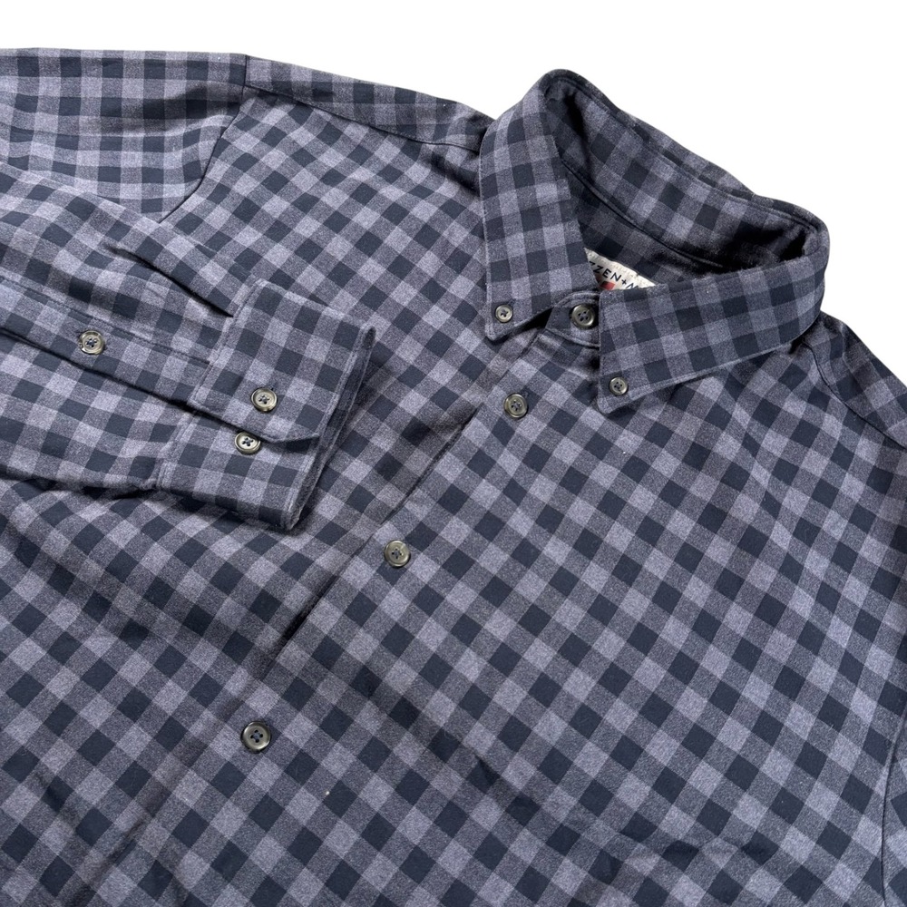 Mizzen+Main Mens XL Trim Fit Gingham‎ Performance Button Down Shirt Blue Classic